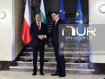 President Of Bulgaria Rumen Radev and Jagiellonian University Rector Piotr Jedynak attend the opening of the exhibition at Jagiellonian Libr...