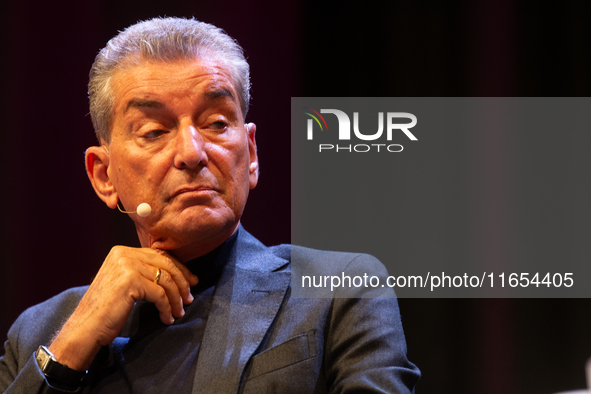 Michel Friedman, a German author, is seen on the stage during the lit.cologne 2024 special edition, the international literature festival in...