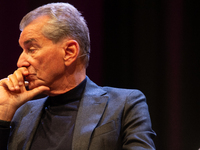 Michel Friedman, a German author, is seen on the stage during the lit.cologne 2024 special edition, the international literature festival in...