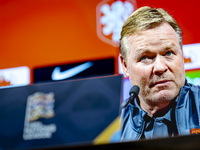 Netherlands trainer Ronald Koeman speaks during the press conference at the Puskas Arena for the UEFA Nations League season 2024-2025 in Bud...