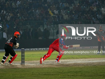 Ben Dunk of India Capitals plays a shot during the Legends League Cricket T20 match between Manipal Tigers and India Capitals at the Bakshi...