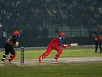 Ben Dunk of India Capitals plays a shot during the Legends League Cricket T20 match between Manipal Tigers and India Capitals at the Bakshi...