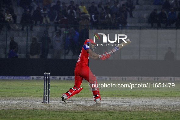 Dhruv Rawal of India Capitals plays a shot during the Legends League Cricket T20 match between Manipal Tigers and India Capitals at the Baks...