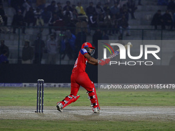 Dhruv Rawal of India Capitals plays a shot during the Legends League Cricket T20 match between Manipal Tigers and India Capitals at the Baks...