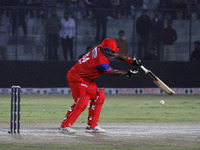 Dwayne Smith of India Capitals plays a shot during the Legends League Cricket T20 match between Manipal Tigers and India Capitals at the Bak...