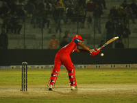 Dhruv Rawal of India Capitals plays a shot during the Legends League Cricket T20 match between Manipal Tigers and India Capitals at the Baks...