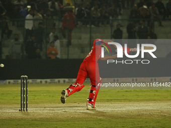 Dhruv Rawal of India Capitals plays a shot during the Legends League Cricket T20 match between Manipal Tigers and India Capitals at the Baks...