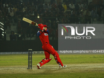 Ben Dunk of India Capitals plays a shot during the Legends League Cricket T20 match between Manipal Tigers and India Capitals at the Bakshi...