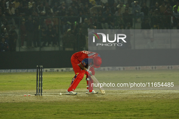 Bharat Chipli of India Capitals reacts after being dismissed during the Legends League Cricket T20 match between Manipal Tigers and India Ca...