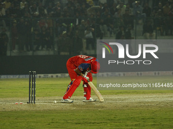 Bharat Chipli of India Capitals reacts after being dismissed during the Legends League Cricket T20 match between Manipal Tigers and India Ca...