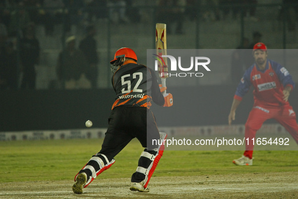 Phil Mustard of Manipal Tigers reacts after missing a shot during the Legends League Cricket T20 match between Manipal Tigers and India Capi...