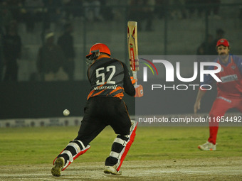 Phil Mustard of Manipal Tigers reacts after missing a shot during the Legends League Cricket T20 match between Manipal Tigers and India Capi...