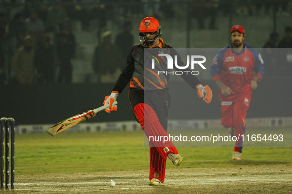 Phil Mustard of Manipal Tigers reacts after missing a shot during the Legends League Cricket T20 match between Manipal Tigers and India Capi...