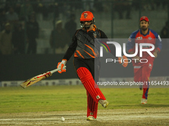 Phil Mustard of Manipal Tigers reacts after missing a shot during the Legends League Cricket T20 match between Manipal Tigers and India Capi...