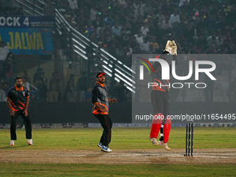 Phil Mustard, wicketkeeper of Manipal Tigers, appeals for the dismissal of Ben Dunk of India Capitals during the Legends League Cricket T20...