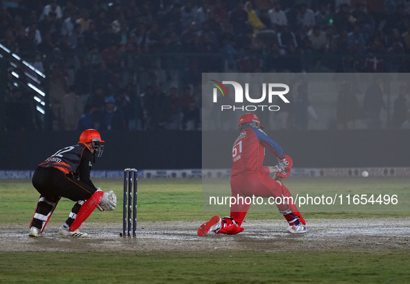 Ben Dunk of India Capitals plays a shot during the Legends League Cricket T20 match between Manipal Tigers and India Capitals at the Bakshi...