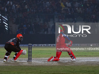 Ben Dunk of India Capitals plays a shot during the Legends League Cricket T20 match between Manipal Tigers and India Capitals at the Bakshi...