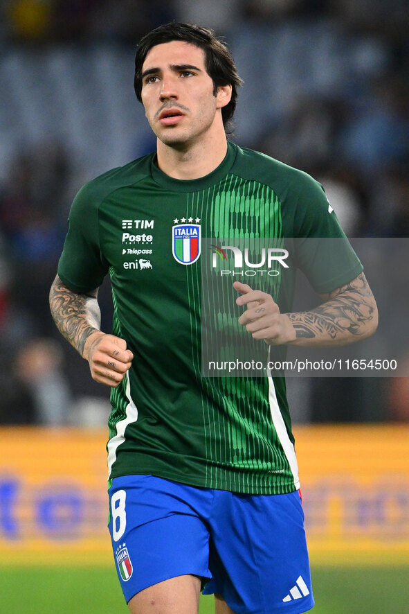 Sandro Tonali (ITA) participates in the UEFA National League Matchday 3 match between Italy and Belgium at the Olympic Stadium in Rome, Ital...