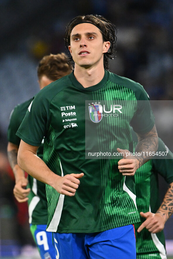 Riccardo Calafiori (ITA) participates in the UEFA National League Matchday 3 match between Italy and Belgium at the Olympic Stadium in Rome,...