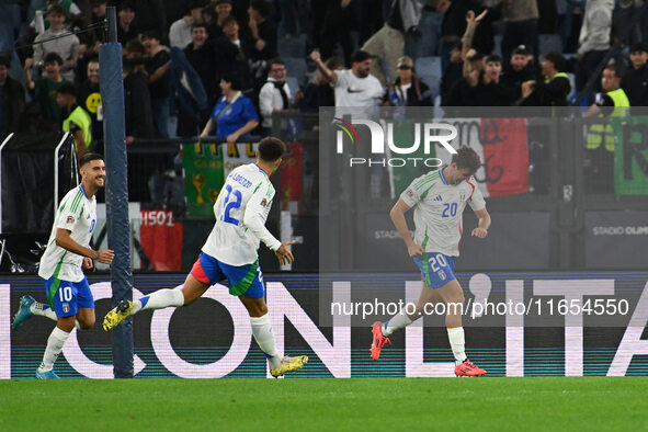 Andrea Cambiaso (ITA) celebrates after scoring the goal of 1-0 during the UEFA National League Matchday 3 match between Italy and Belgium at...