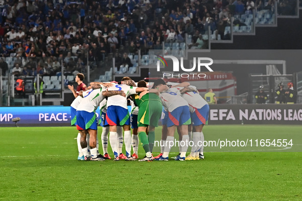 Italy plays against Belgium during the UEFA National League Matchday 3 at the Olympic Stadium in Rome, Italy, on October 10, 2024. 