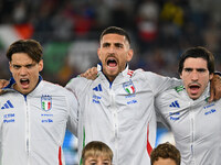 Samuele Ricci, Lorenzo Pellegrini, and Sandro Tonali participate in the UEFA Nations League Matchday 3 match between Italy and Belgium at th...