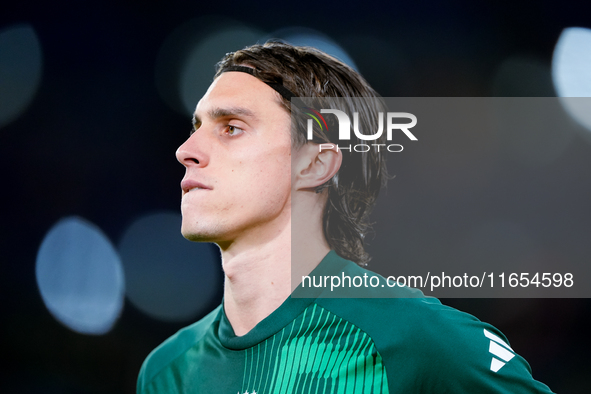 Riccardo Calafiori of Italy looks on during the UEFA Nations League 2024/25 League A Group A2 match between Italy and Belgium at Stadio Olim...