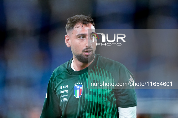 Gianluigi Donnarumma of Italy looks on during the UEFA Nations League 2024/25 League A Group A2 match between Italy and Belgium at Stadio Ol...