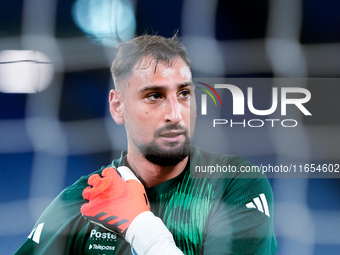 Gianluigi Donnarumma of Italy looks on during the UEFA Nations League 2024/25 League A Group A2 match between Italy and Belgium at Stadio Ol...