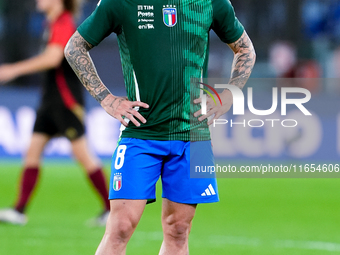 Sandro Tonali of Italy looks on during the UEFA Nations League 2024/25 League A Group A2 match between Italy and Belgium at Stadio Olimpico...