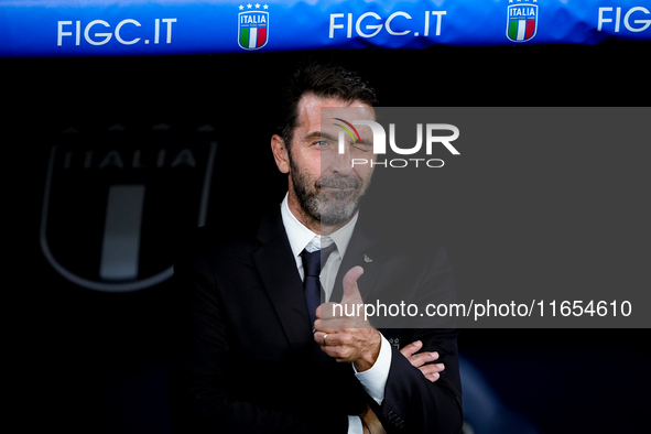 Gianluigi Buffon of Italy looks on during the UEFA Nations League 2024/25 League A Group A2 match between Italy and Belgium at Stadio Olimpi...