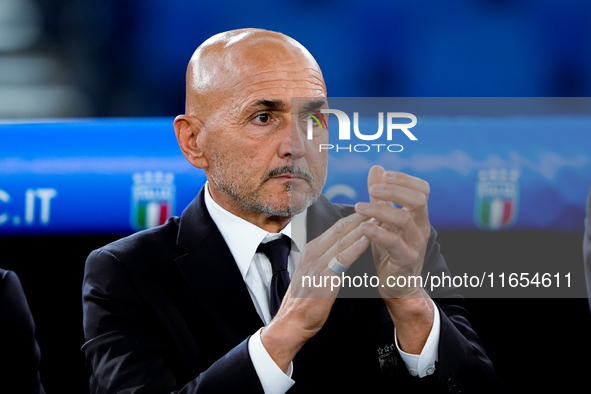 Luciano Spalletti head coach of Italy looks on during the UEFA Nations League 2024/25 League A Group A2 match between Italy and Belgium at S...