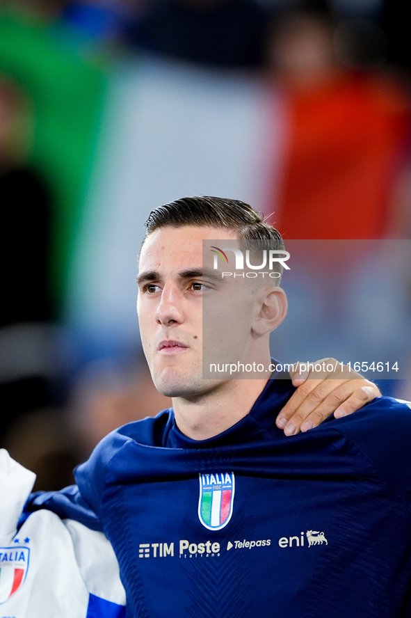 Lorenzo Lucca of Italy looks on during the UEFA Nations League 2024/25 League A Group A2 match between Italy and Belgium at Stadio Olimpico...