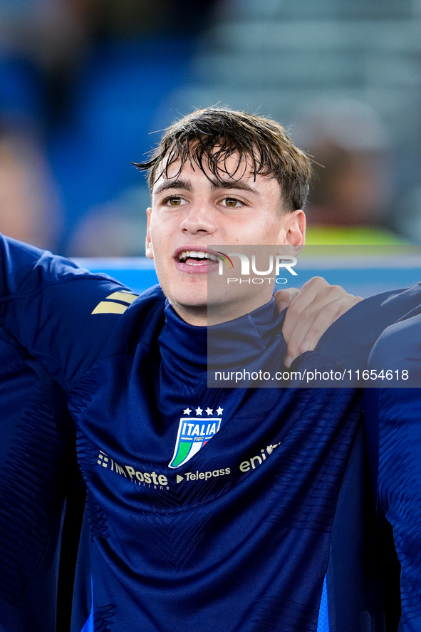 Niccolo' Pisilli of Italy looks on during the UEFA Nations League 2024/25 League A Group A2 match between Italy and Belgium at Stadio Olimpi...