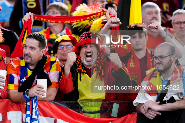 Supporters of Belgium during the UEFA Nations League 2024/25 League A Group A2 match between Italy and Belgium at Stadio Olimpico on October...