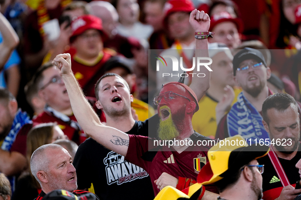 Supporters of Belgium during the UEFA Nations League 2024/25 League A Group A2 match between Italy and Belgium at Stadio Olimpico on October...