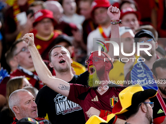 Supporters of Belgium during the UEFA Nations League 2024/25 League A Group A2 match between Italy and Belgium at Stadio Olimpico on October...