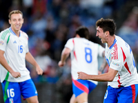 Andrea Cambiaso of Italy celebrates after scoring first goal during the UEFA Nations League 2024/25 League A Group A2 match between Italy an...