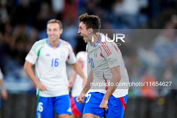 Andrea Cambiaso of Italy celebrates after scoring first goal during the UEFA Nations League 2024/25 League A Group A2 match between Italy an...