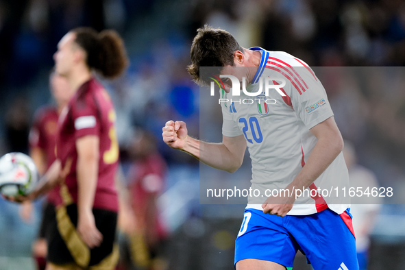 Andrea Cambiaso of Italy celebrates after scoring first goal during the UEFA Nations League 2024/25 League A Group A2 match between Italy an...