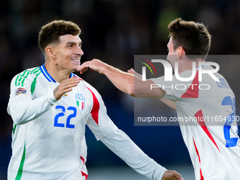 Andrea Cambiaso of Italy celebrates after scoring first goal during the UEFA Nations League 2024/25 League A Group A2 match between Italy an...