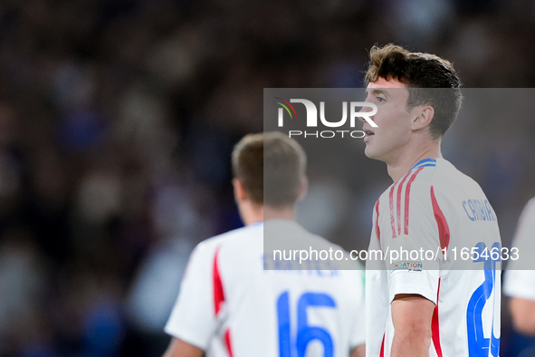 Andrea Cambiaso of Italy celebrates after scoring first goal during the UEFA Nations League 2024/25 League A Group A2 match between Italy an...