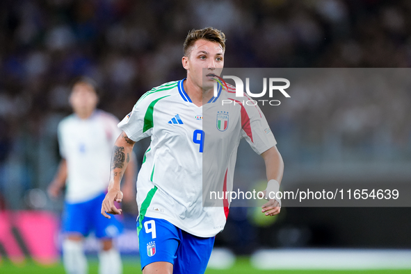 Matteo Retegui of Italy looks on during the UEFA Nations League 2024/25 League A Group A2 match between Italy and Belgium at Stadio Olimpico...