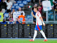 Matteo Retegui of Italy celebrates after scoring second goal during the UEFA Nations League 2024/25 League A Group A2 match between Italy an...