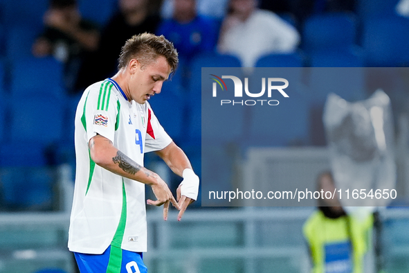 Matteo Retegui of Italy celebrates after scoring second goal during the UEFA Nations League 2024/25 League A Group A2 match between Italy an...