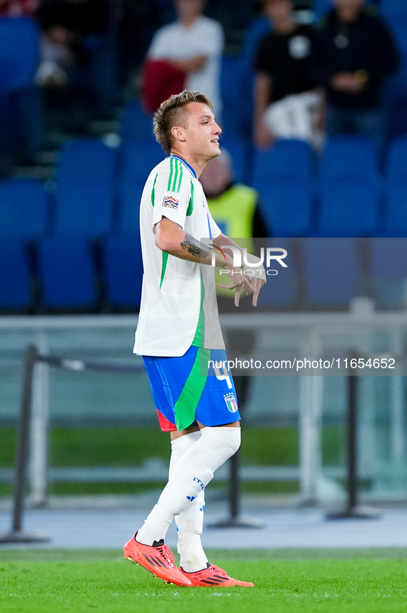 Matteo Retegui of Italy celebrates after scoring second goal during the UEFA Nations League 2024/25 League A Group A2 match between Italy an...