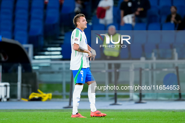 Matteo Retegui of Italy celebrates after scoring second goal during the UEFA Nations League 2024/25 League A Group A2 match between Italy an...