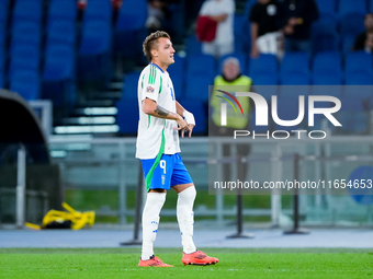 Matteo Retegui of Italy celebrates after scoring second goal during the UEFA Nations League 2024/25 League A Group A2 match between Italy an...