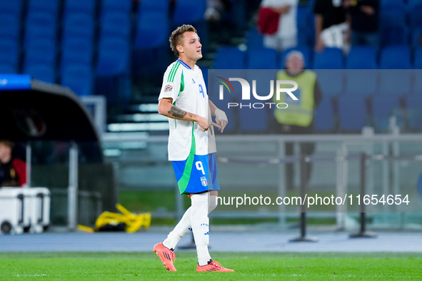 Matteo Retegui of Italy celebrates after scoring second goal during the UEFA Nations League 2024/25 League A Group A2 match between Italy an...