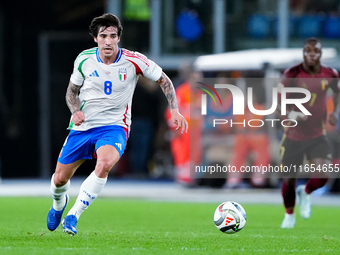 Sandro Tonali of Italy during the UEFA Nations League 2024/25 League A Group A2 match between Italy and Belgium at Stadio Olimpico on Octobe...